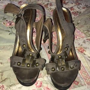 Tan platform sandals